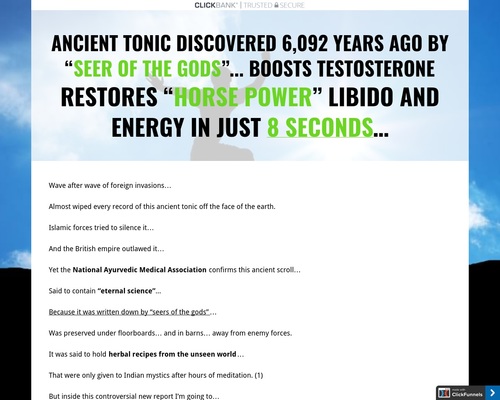 Ancient Tonic Discovered 6,092 Years Ago By “Seer Of The Gods”... Boosts T — Restores “Horse Power” Libido And Energy In Just 8 Seconds…